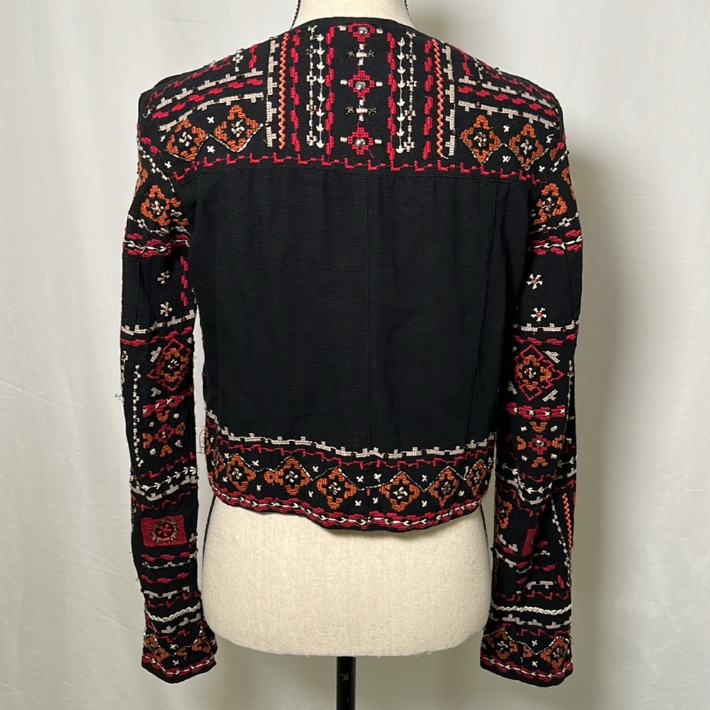 Ecote Aztec Beaded Boho Multicolor Patterned Blaz… - image 2